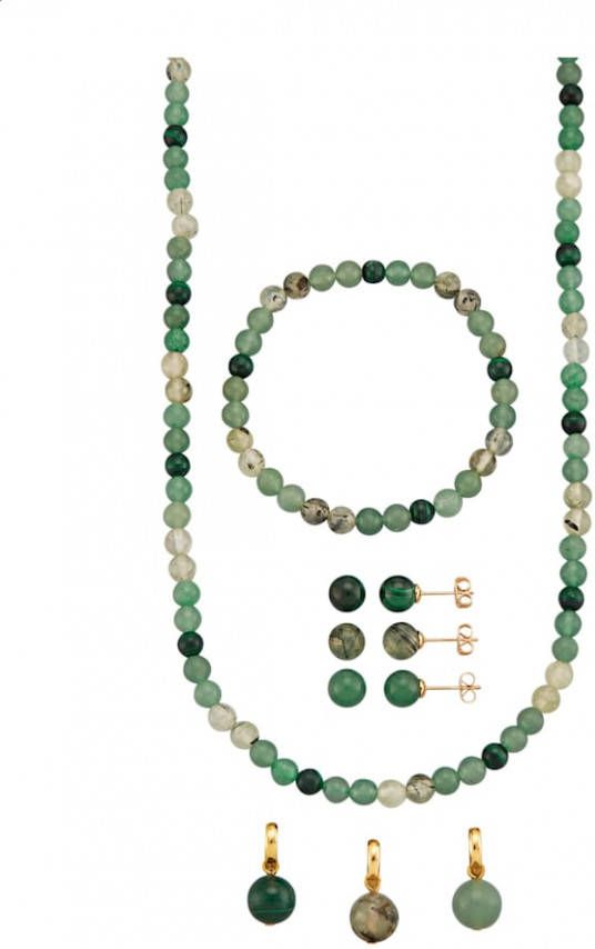 KLiNGEL 8 delige sieradenset van groene malachiet prehniet en aventurijnkralen Groen online kopen