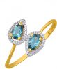 KLiNGEL Damesring met blauwe topaas en diamanten Blauw online kopen