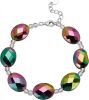 KLiNGEL Armband met regenboogagaat van regenboogagaat en bergkristal, van echt zilver Zilverkleur online kopen